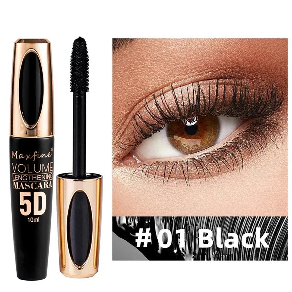 5D Mascara Thick Slender Curly Waterproof and Sweatproof 24h Lasting Effect Without Smudge Mascara Makeup Tools