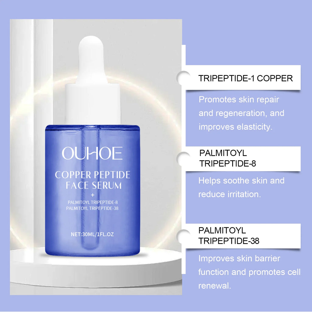 Copper Peptide Facial Serum Firming Skin Lighten Fine Lines Hydrating Moisturizing Smooth Facial Skin Brightening Care Serum