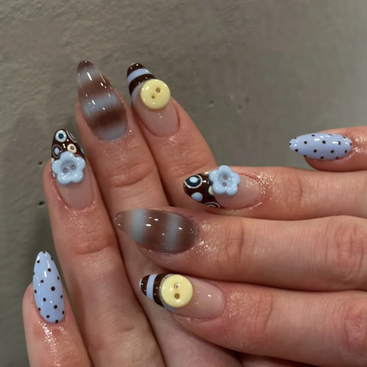 24pcs Rhinestone Star Design Nails Sets Press on Long Almond Nails Tips Pink Fake Nail Art French Leopard Print Black False Nail