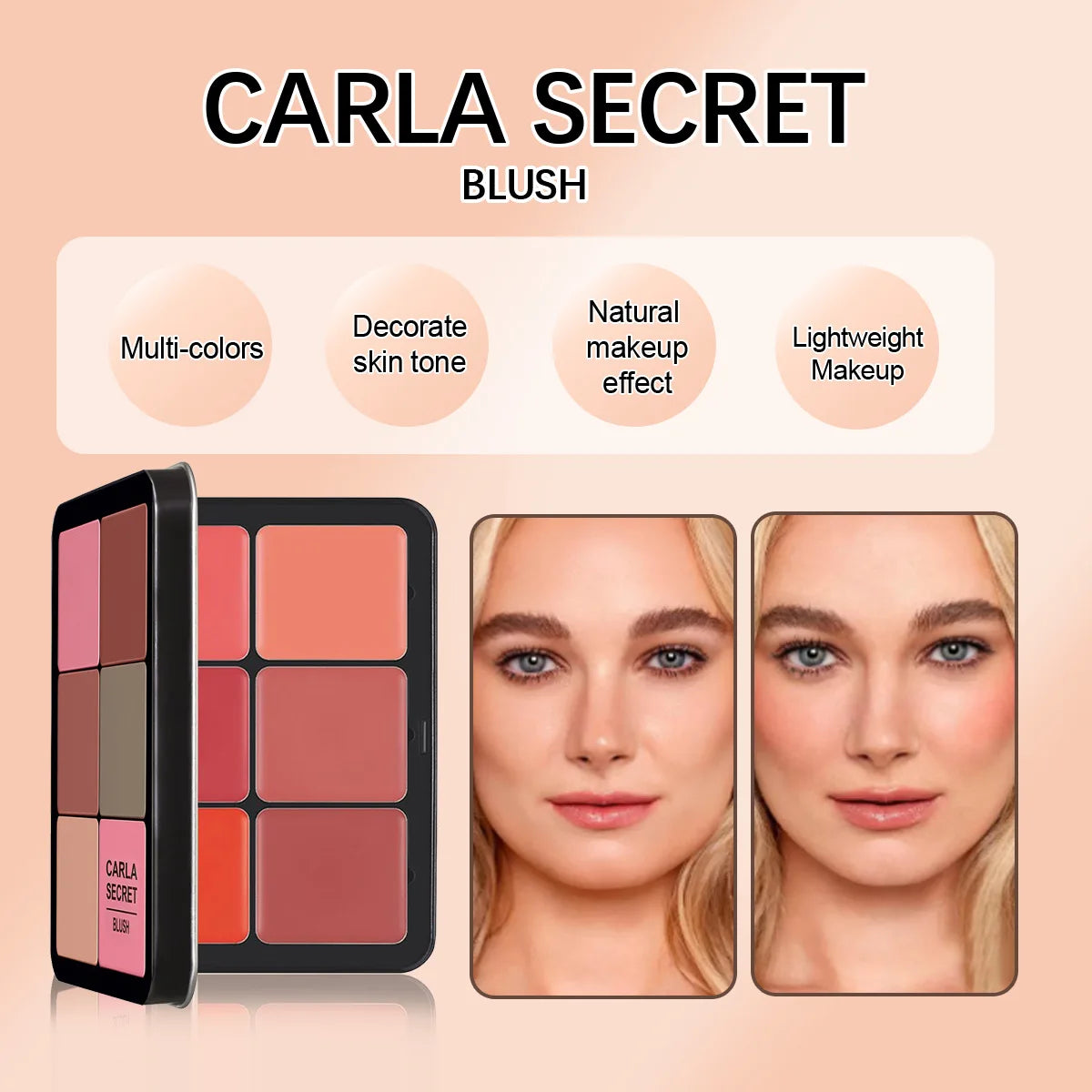 12 Colors Waterproof Matte Blush Palette Medium Buildable Coverage Long-Lasting Natural Finish Light and Breathable