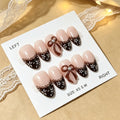 30Pcs Press-On Nails Simple and Elegant Everyday Style with Bow and Almond-Shaped French Design Perfect for Women and Everyday