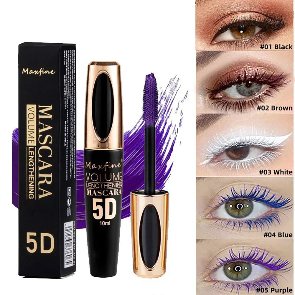 5D Mascara Thick Slender Curly Waterproof and Sweatproof 24h Lasting Effect Without Smudge Mascara Makeup Tools